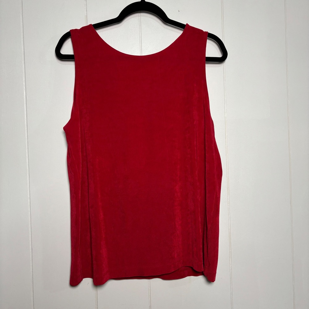Chicos Travelers Red Sleeveless Tank Top Scoop Neck Stretch Shell Size 3 X Large - Picture 1 of 7